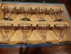 Libbey Hostess Dessert Liquor Glassware White Gold 4” H SET OF 8 Glasses