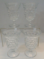 Vtg Set of 4 Fostoria American Clear Goblet Water Drinking Glasses Footed 5 1/2″