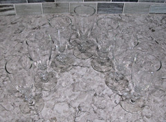 Libbey Georgian 4 oz Whisky Sour Glasses w/Bamboo Stems, 1960’s, Set of 7