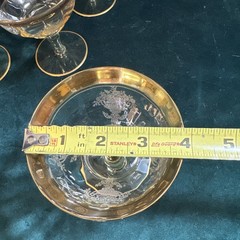 6 Champagne/Sherbet Athens Diana Gold Yellow, Gold Encrusted Tiffin-Franciscan