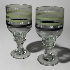 Set Of 2 Pfaltzgraff SPHERE Glass Drinking Goblets 7″ EUC