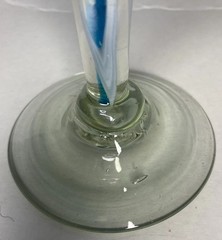 Mexican Hand Blown Aqua Iridescent Swirl Wine Goblet Glass