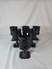6 Noritake Spot Light Goblets Ebony Japan Small Chip 1 Glass Base See Picture.
