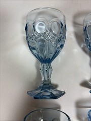 Vintage Fostoria Glass Moonstone Light Blue Wine/Juice Goblets Set of 4