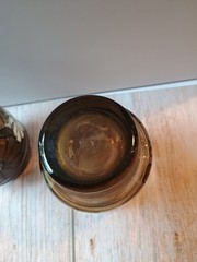 Vintage Libbey Camellia Tawney Glasses Brown Daisy Tumbler Juice Amber- 2