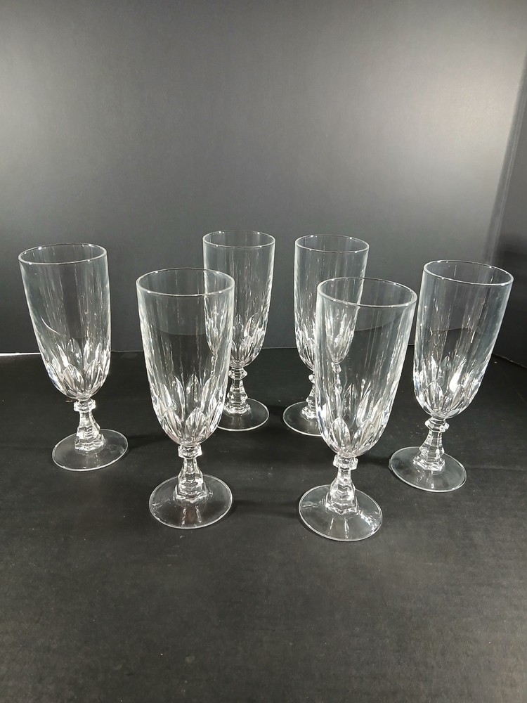 TIFFIN FRANCISCAN Carlyle ? Cut Crystal, 6in Wine Goblets Set 6 PERFECT