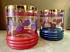 VINTAGE SAKURA SANGO SUE ZIPKIN ROCKS WHISKEY TUMBLER SET OF 2 MID CENTURY JAPAN