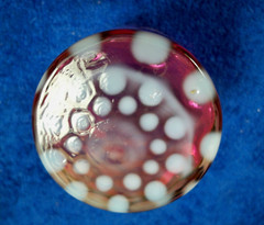 Hobbs Northwood Opalescent Glass Cranberry Coin Dot Tumbler Victorian Antique