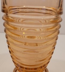 Anchor Hocking MANHATTAN PINK Depression Glass Footed Horizontal Ribbed Tumbler