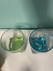 Set Of 2 Square Bottom to Circle Top Heavy Rocks Glasses