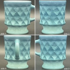 Fire King Blue White Ombre Kimberly Coffee Mug c1960s Made in USA 3.75″tall 8oz