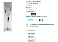 Mikasa (4)FLAME D’AMORE Champagne Flute Crystal 10.75″ MINT More Available