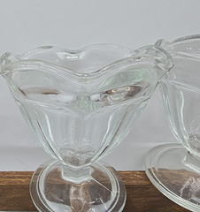 Set of 3 vintage Anchor Hocking 4″ small ice cream sherbert dish fluted Dessert