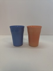 Set of 2 Mid Century Hazel Atlas Pastel Platonite Glass Tumblers 6 Ounces NICE