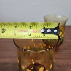 Vintage Libbey Drinking Glasses Smoke Amber with Yellow Tulips Floral Set of 2