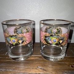 2x Royal Doulton Royal Albert Lady Carlyle Floral Double Old Fashioned Glasses