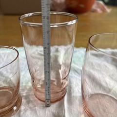 Three Pink Depression Glass Small Glasses All In Chip Free Condition See Photos