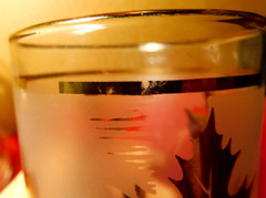 Libbey Highball~Frosted Maple Leaves Glass Ice Bucket & Matching Water Glass
