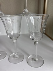 Set Of 8 Crystal Cordial Glasses with Bamboo Design EUC