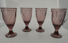 Vintage Noritake Sweet Swirl Amethyst Goblet●Iced Tea Glasses 7.25in●4 Piece Set