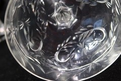 4 CHAMPAGNE SHERBET GOBLETS CUT FLOWERS LEAVES SWIRLS NOTCHED STEM