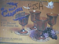 4 Piece Carnival Glass Goblets Iridescent Gold Harvest Grape Marigold 9 oz.