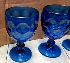 5 Imperial Glass Provincial Cobalt Blue Goblets 7oz stand 5 3/4″h x 3 3/8″d