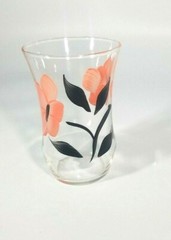 Vintage MCM Bartlet Collins Pink & Black Floral Small Fluted Drinking Glasses