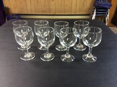Set of 8 Libbey Clear Glass Water/Wine Goblets 5-5/8 Inch High (Excellent)
