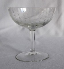 Champagne Sherbet Goblet Glass American Cut Crystal Starlight Pattern 4 3/8″