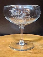 Wildflowers Cut Crystal CHAMPAGNE/TALL SHERBERT By Fine Arts Glass Co. FLAWLESS!