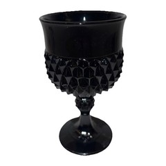 Vtg Indiana Glass Tiara Black Amethyst Diamond Point Wine Water Goblet 5.25”