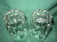 Pair of Clear Glass Highball Glasses~VG~Cut Glass Bottoms