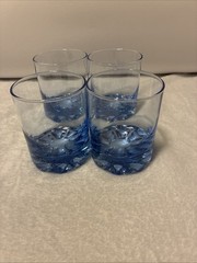Set Of 4 Blue Double/Old Fashioned/Rocks Tumblers.