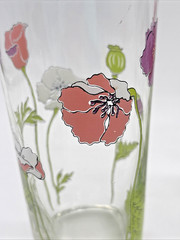 3 Signed CULVER Glassware 1960/1970’s Poppies Purple Pink White 14 Oz MCM