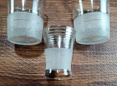 MCM Juice Tumbler & Double Shot Glass Silver Band & Textured Stripes Set of 3 Pc