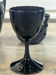 Set of Black BLOCK Crystal Capers Wine Glasses, Pitcher – Midnight – MCM