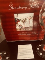 Vtg New Home Essentials Strawberry Fields Hand Painted Wine Glasses 8.75″ Tall