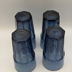 4 Libbey Duratuff Gibraltar Dusky Blue Paneled Tumbler Cooler Drinking Glasses