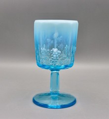 4 LG Wright Paneled Grape Blue Opalescent 6″ Water Goblets MCM MINT; 2 Available
