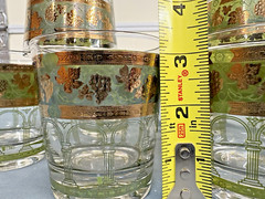 Set of 8 Cera MCM Golden Grapes Green Flat Tumbler Glasses