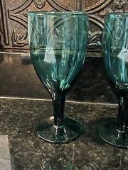 Jade Green Wine Glasses Goblets Set of 3