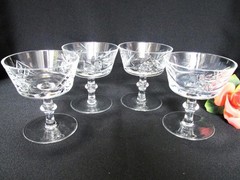 4 CUT CRYSTAL STEMMED CHAMPAGNE GLASSES 4″
