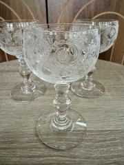 Vintage Etched Glass Cordial Glass Set Of 3 Liqueur Glasses
