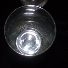 6 Vintage Clear Etched Drinking Glasses 4 1/2″ Tall