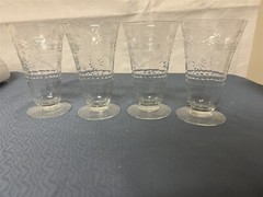 Vintage Etched Cut 8 oz. Footed Tumbler Unknown Maker
