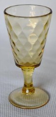 1880’S BRYCE DIAMOND QUILTED PATTERN #1000 AMBER PEDESTAL CORDIAL GLASS