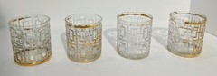 Imperial Glass Shoji Trellis Hollywood Regency MCM 22k Gold Set Of 4 Tumblers