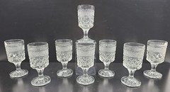 8 Anchor Hocking Wexford Claret Wine Glasses Set Vintage Cut Etched Bar Ware Lot