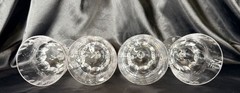 Set Of 4~Vintage Clear Glass 6” Goblets~Thumbprint~Multi Side Bulbous Stem